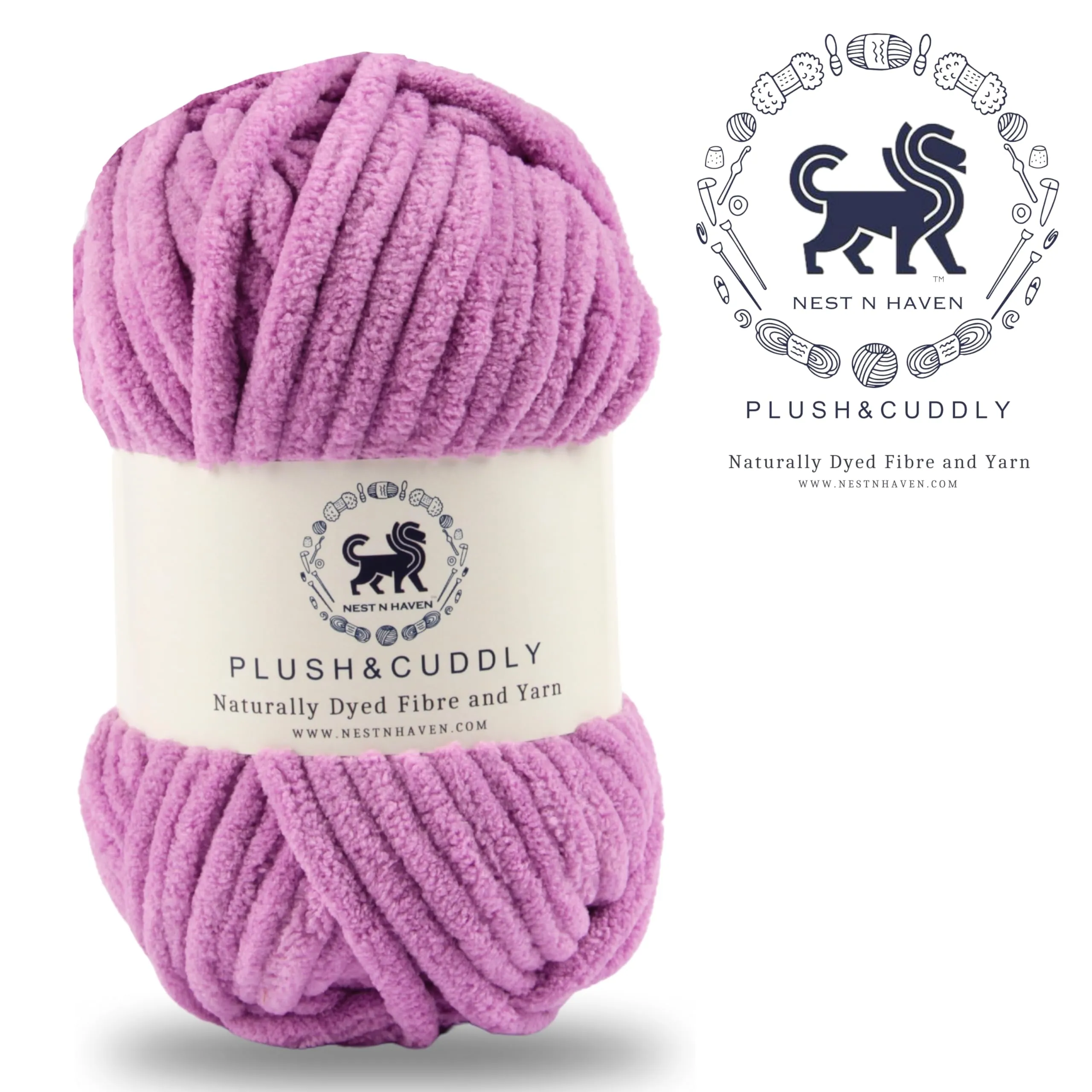 NESTNHAVEN, Wool, Plush & Cuddly, Chenille Yarn Supersoft Hand Knitting Wool Ball, (1 Ball/100 Gram Each) Ball Suitable for Craft, Babywear, Baby Blankets, 5 Bulky, Shade no - NNHB063 (Purple)