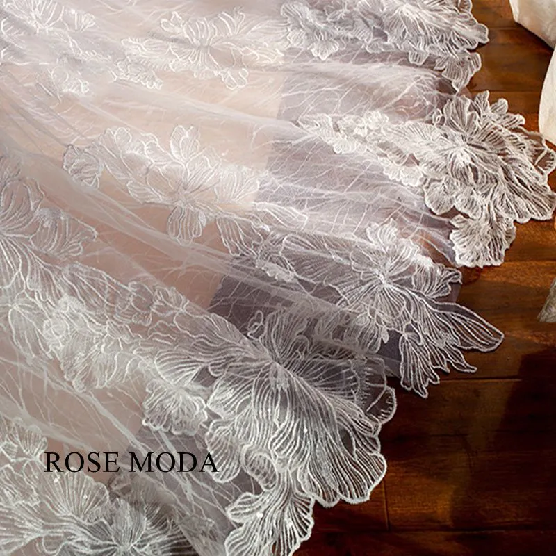 Rosemoda Ivory Over Blush Lace Ball Gown Wedding Dress